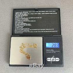 9ct Gold Curb Link Chain Charm Bracelet Heart Padlock Hallmarked 7