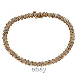 9ct Gold Diamond Bracelet 10.02g Fancy 18.5cm Fully Hallmarked