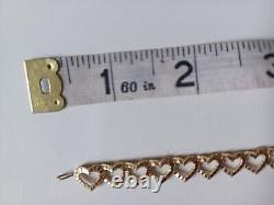 9ct Gold Diamond Cut Heart Bracelet With Claw Clamps