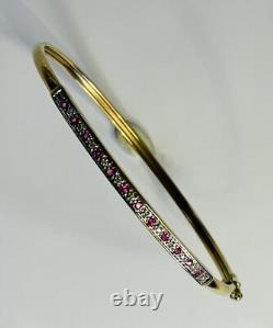 9ct Gold Diamond & Ruby Bangle New UK Hallmark
