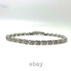 9ct Gold Diamond Tennis Bracelet 9k White Gold Hallmarked 1.00ct 6g 18cm