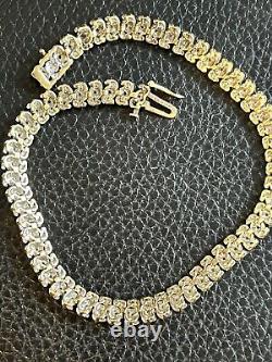 9ct Gold Diamond tennis bracelet Pre owned Weight 7.5 grams