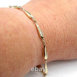9ct Gold Elongated Teardrop Bracelet Chain Link 9 Carat Yellow Gold New Boxed