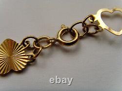 9ct Gold Fancy Love Heart Bracelet 7 Inch 18cm Length Hallmarked