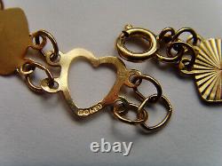 9ct Gold Fancy Love Heart Bracelet 7 Inch 18cm Length Hallmarked