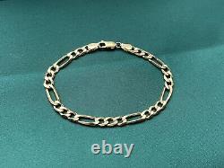 9ct Gold Figaro Bracelet 7 1/4 Inches 6.4 Grams