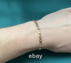 9ct Gold Figaro Bracelet 7 1/4 Inches 6.4 Grams
