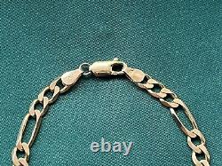 9ct Gold Figaro Bracelet 7 1/4 Inches 6.4 Grams