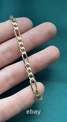 9ct Gold Figaro Bracelet 7 1/4 Inches 6.4 Grams
