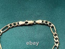 9ct Gold Figaro Bracelet 7 1/4 Inches 6.4 Grams