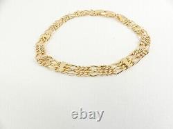 9ct Gold Figaro Bracelet Double Hallmarked 7 1/4'' 6.5 grams with gift box