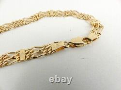 9ct Gold Figaro Bracelet Double Hallmarked 7 1/4'' 6.5 grams with gift box