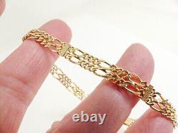 9ct Gold Figaro Bracelet Double Hallmarked 7 1/4'' 6.5 grams with gift box