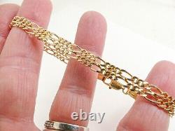 9ct Gold Figaro Bracelet Double Hallmarked 7 1/4'' 6.5 grams with gift box