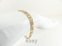 9ct Gold Figaro Bracelet Double Hallmarked 7 1/4'' 6.5 grams with gift box