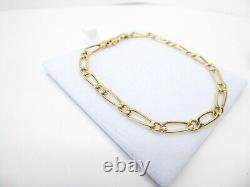 9ct Gold Figaro Bracelet Hollow Link Hallmarked 2.3 grams 7'' with Gift Box