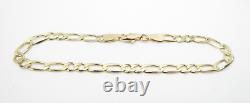9ct Gold Figaro Bracelet Solid Link Hallmarked 7 1/2'' 3.3 grams Gift Box