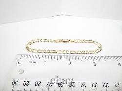 9ct Gold Figaro Bracelet Solid Link Hallmarked 7 1/2'' 3.3 grams Gift Box