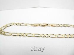 9ct Gold Figaro Bracelet Solid Link Hallmarked 7 1/2'' 3.3 grams Gift Box