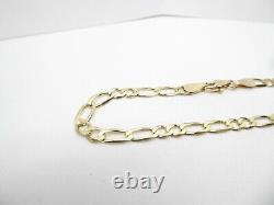 9ct Gold Figaro Bracelet Solid Link Hallmarked 7 1/2'' 3.3 grams Gift Box