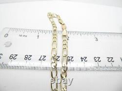 9ct Gold Figaro Bracelet Solid Link Hallmarked 7 1/2'' 3.3 grams Gift Box