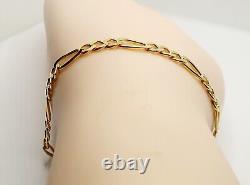 9ct Gold Figaro Chain Bracelet 9ct Yellow Gold 7.5 / 19cm