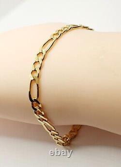 9ct Gold Figaro Chain Bracelet 9ct Yellow Gold 7.5 / 19cm