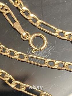 9ct Gold Figaro Cross Bracelet Ladies Solid Link Hallmarked 7.5'' Gift Box