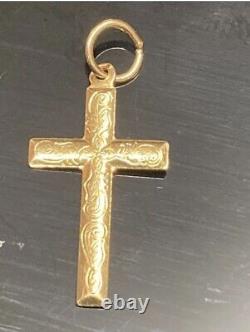 9ct Gold Figaro Cross Bracelet Ladies Solid Link Hallmarked 7.5'' Gift Box