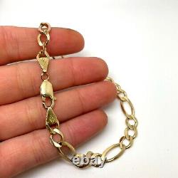9ct Gold Figaro Link Bracelet 21 cm 9ct Yellow Gold Hallmarked Chain Bracelet