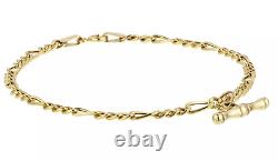 9ct Gold Figaro T Bar Bracelet 7.5 inch