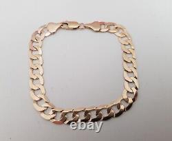 9ct Gold Flat Curb Bracelet / 8 1/4 inch