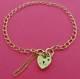 9ct Gold Flat D/c Curb Link Charm Bracelet Heart Padlock Charms Safety Chain
