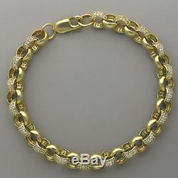 9ct Gold Gem-Set Belcher Bracelet -7.5 mm -14 G -6.5 Inches -Hallmarked T1 6.5