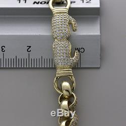 9ct Gold Gem-Set Double Boxing Glove Belcher Bracelet -7.5 mm -6 Inches TG