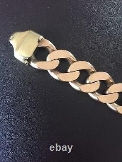 9ct Gold Gents Curb Bracelet, Hallmarked 375, New Clasp, Heavy Curb. 24.5cm-87g