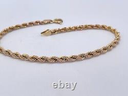 9ct Gold Hallmarked 7 1/2 Rope Bracelet. Goldmine Jewellers