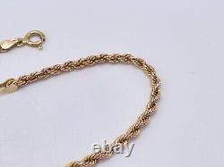 9ct Gold Hallmarked 7 1/2 Rope Bracelet. Goldmine Jewellers