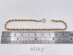 9ct Gold Hallmarked 7 1/2 Rope Bracelet. Goldmine Jewellers