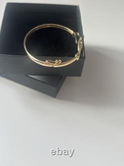 9ct Gold Hallmarked Heart Baby/Child Bangle Bracelet, New With Box