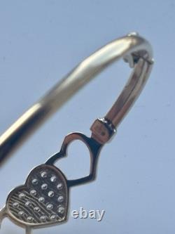 9ct Gold Hallmarked Heart Baby/Child Bangle Bracelet, New With Box