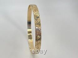 9ct Gold Hallmarked Ladies Engraved Slave Bangle Bracelet. Goldmine Jewellers