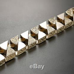9ct Gold Heavy-weight Ornate Square Curb Bracelet 8.5 RRP £6730 (B40 8.5 A)