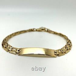 9ct Gold ID Gate Link Bracelet 9ct Yellow Gold Hallmarked Gate Link ID 6mm 19cm