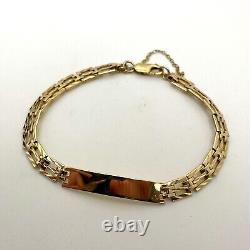 9ct Gold ID Gate Link Bracelet 9ct Yellow Gold Hallmarked Gate Link ID 6mm 19cm