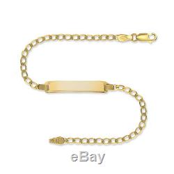 9ct Gold Identity Bracelet Diamond Cut D/c ID Curb Link Free Engraving Gift Box