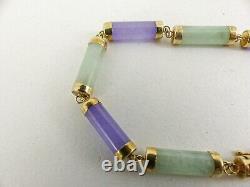9ct Gold Jade Bracelet Lavender Purple Oriental Hallmarked 7.25'' with gift box