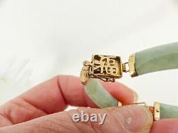 9ct Gold Jade Bracelet Oriental Symbols Hallmarked 7.5'' with gift box