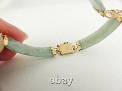 9ct Gold Jade Bracelet Oriental Symbols Hallmarked 7.5'' with gift box