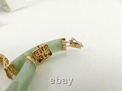 9ct Gold Jade Bracelet Oriental Symbols Hallmarked 7.5'' with gift box